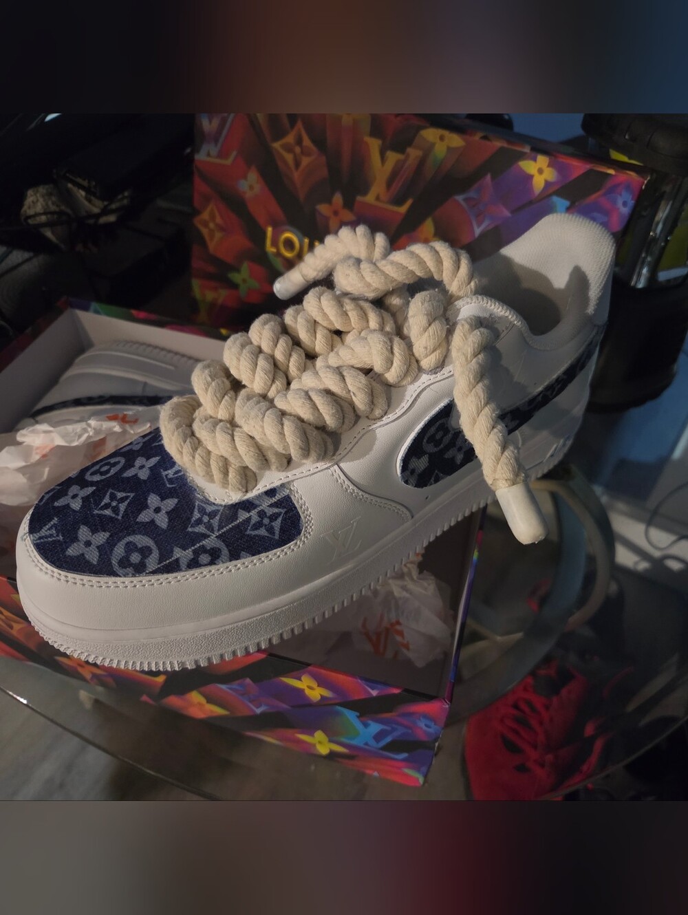 Nike -SNEAKERS NIKE AIR FORCE 1 "ROPE LACES BEIGE" MOOD L.V. JEANS CUSTOM